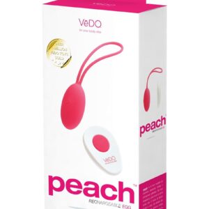 VeDO Peach Rechargeable Silicone Egg Vibrator with Remote Control - Foxy Pink