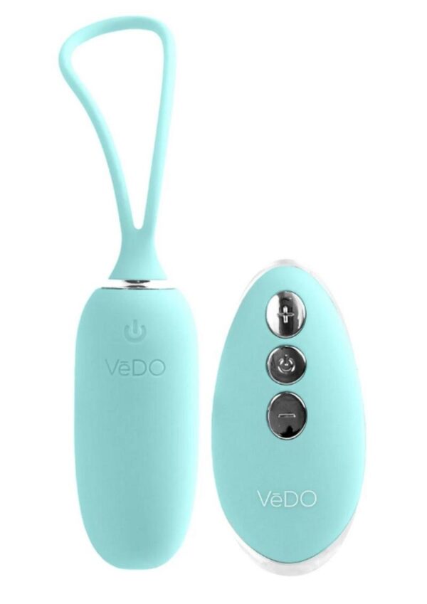 VeDO Kiwi Rechargeable Silicone Insertable Bullet Vibrator with Remote Control - Tease Me Turquoise - Image 4