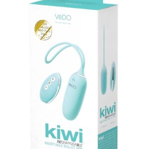 VeDO Kiwi Rechargeable Silicone Insertable Bullet Vibrator with Remote Control - Tease Me Turquoise