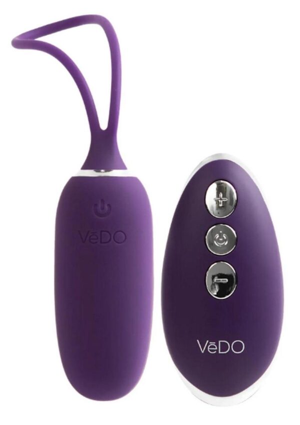 VeDO Kiwi Rechargeable Silicone Insertable Bullet Vibrator with Remote Control - Deep Purple - Image 4