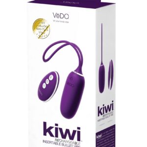 VeDO Kiwi Rechargeable Silicone Insertable Bullet Vibrator with Remote Control - Deep Purple