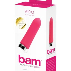 VeDO Bam Rechargeable Silicone Bullet Vibrator - Foxy Pink