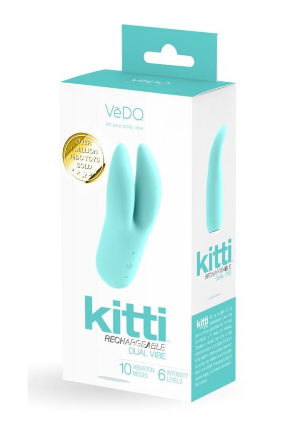 VeDO Kitti Silicone Rechargeable Dual Vibrator - Tease Me Turquoise