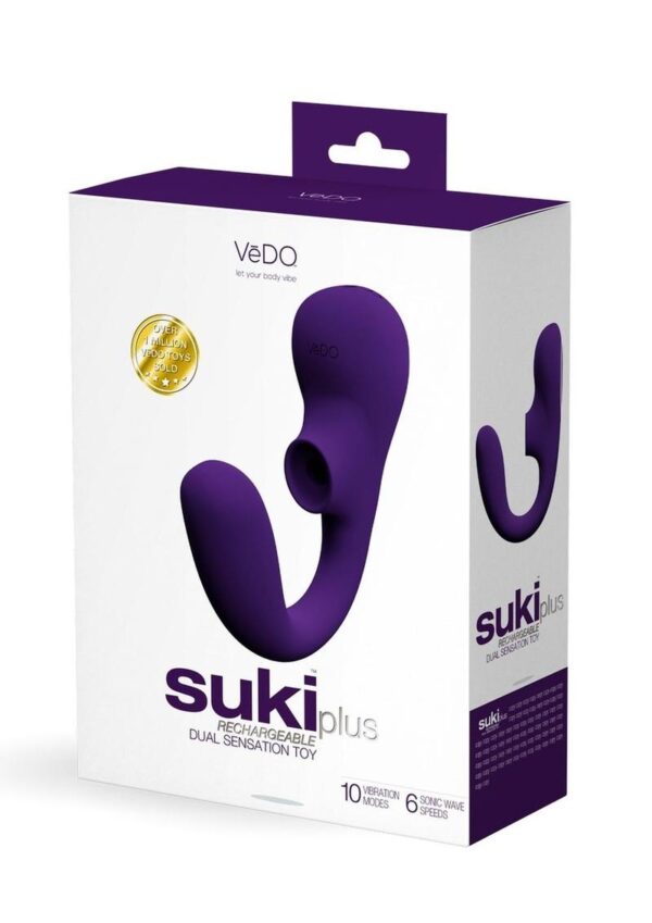 VeDO Suki Plus Rechargeable Silicone Dual Vibrator - Deep Purple
