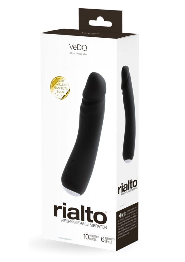 VeDO Rialto Silicone Rechargeable Realistic Vibrator - Black Pearl