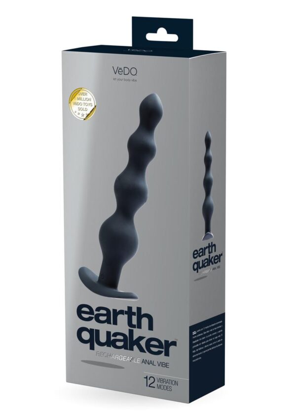 VeDO Earth Quaker Rechargeable Silicone Anal Beads - Just Black