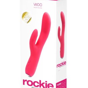 VeDO Rockie Rechargeable Silicone Rabbit Vibrator - Foxy Pink