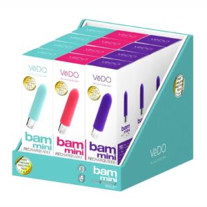 VeDO Bam Mini Rechargeable Silicone Bullet Vibrator - Assorted Colors (12 per Display)