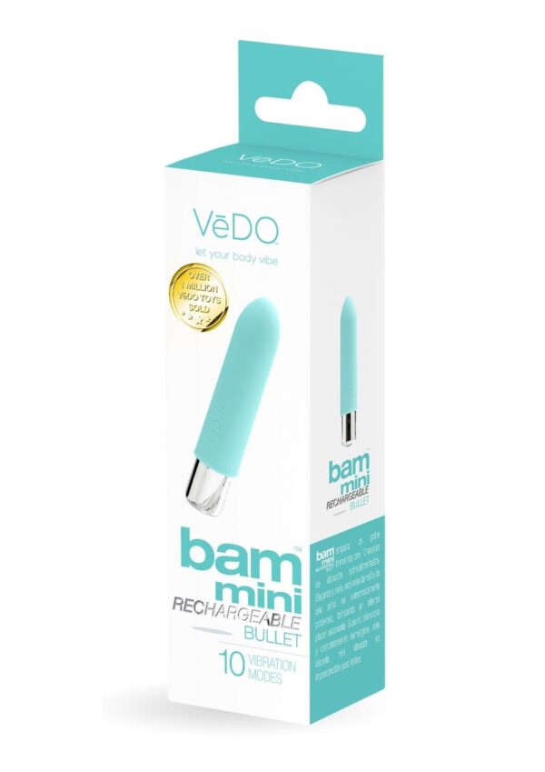 VeDO Bam Mini Rechargeable Silicone Bullet Vibrator - Tease Me Turquoise