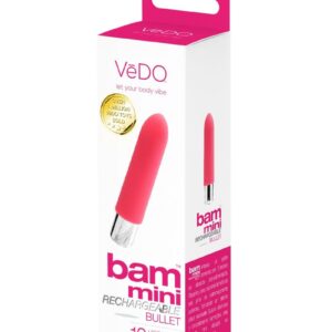 VeDO Bam Mini Rechargeable Silicone Bullet Vibrator - Foxy Pink
