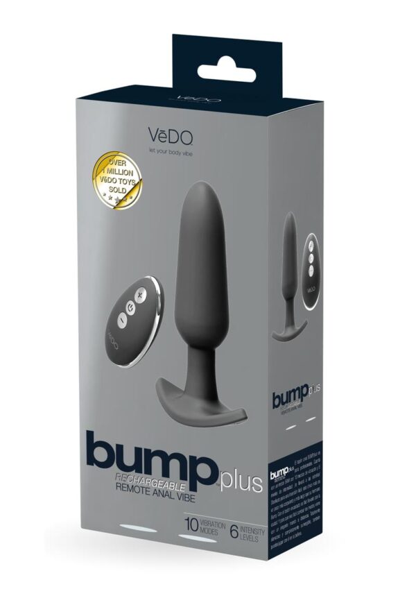 VeDO Bump Plus Rechargeable Silicone Anal Vibrator with Remote Control - Just Black
