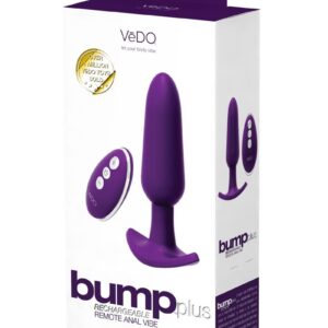 VeDO Bump Plus Rechargeable Silicone Anal Vibrator with Remote Control - Deep Purple