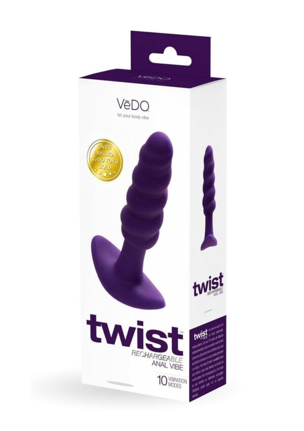 VeDO Twist Rechargeable Silicone Anal Plug - Perfectly Purple