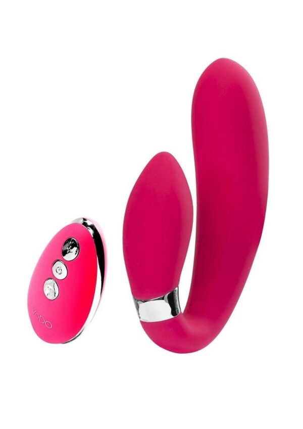 VeDO Jeni C-Shaped Rechargeable Silicone Dual Motor Vibe with Remote Control - Pink - Image 2