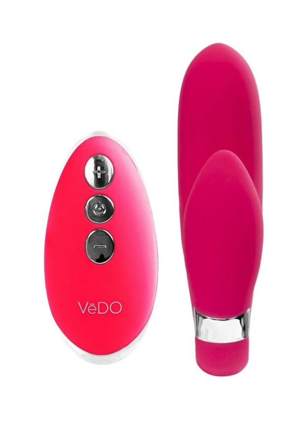 VeDO Jeni C-Shaped Rechargeable Silicone Dual Motor Vibe with Remote Control - Pink - Image 3