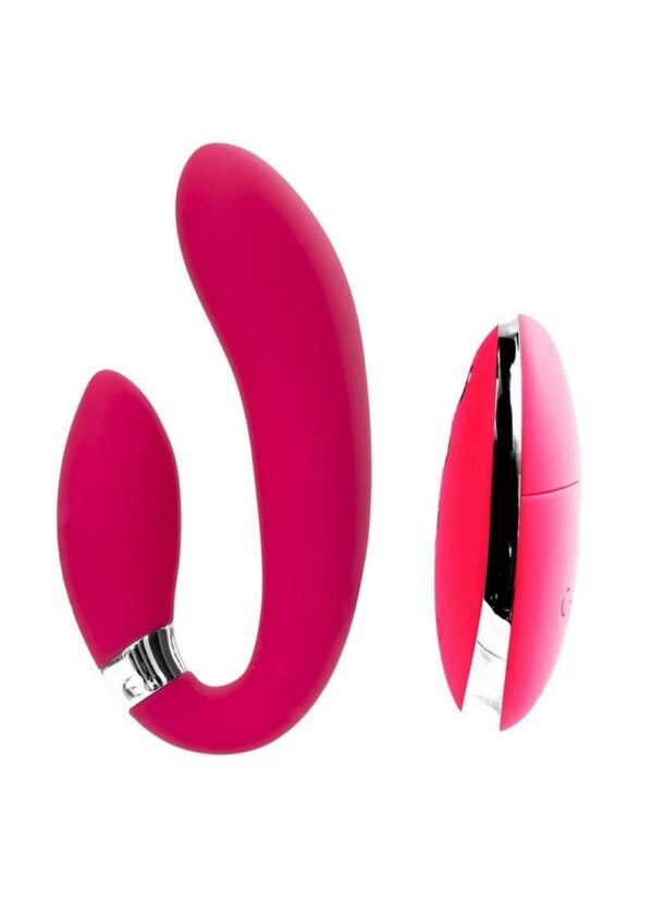 VeDO Jeni C-Shaped Rechargeable Silicone Dual Motor Vibe with Remote Control - Pink - Image 4
