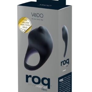 VeDO Roq Rechargeable Vibrating Silicone Cock Ring - Just Black