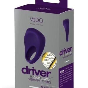 VeDo Driver Silicone Rechargeable Vibrating Cock Ring - Purple
