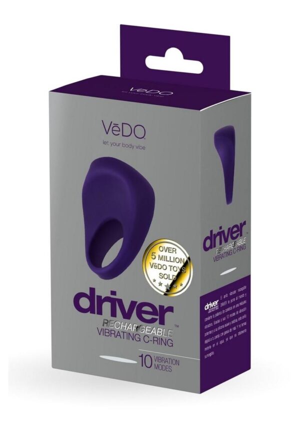 VeDo Driver Silicone Rechargeable Vibrating Cock Ring - Purple