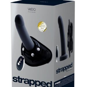 VeDO Strapped Silicone Rechargeable Vibrating Strap On with Remote Control - Just Black