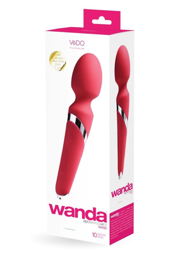 VeDO Wanda Rechargeable Silicone Wand Massager - Foxy Pink