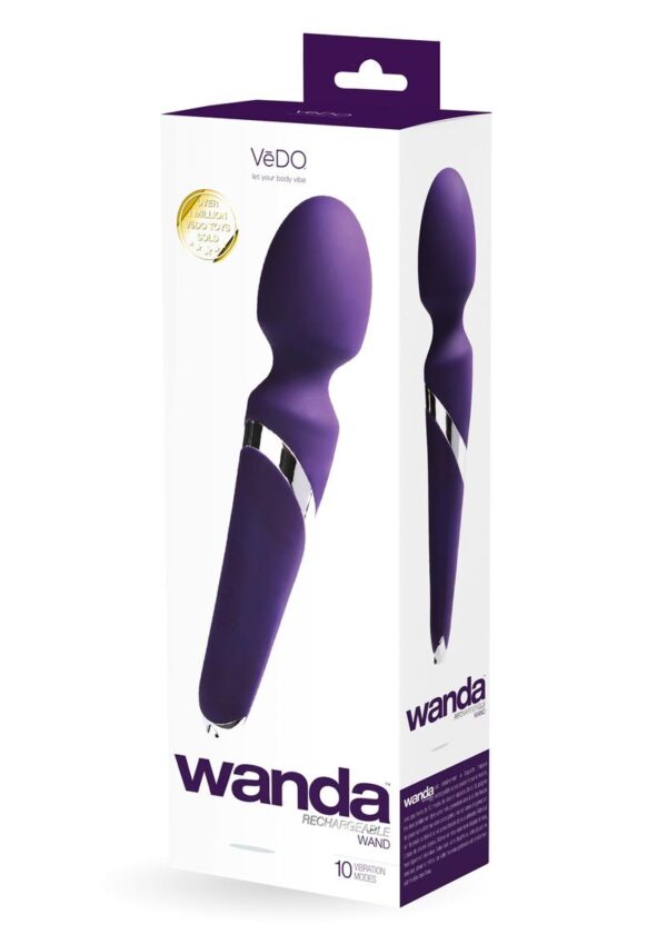 VeDO Wanda Rechargeable Silicone Wand Massager - Deep Purple