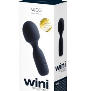 VeDO Wini Silicone Rechargeable Mini Wand Massager - Just Black