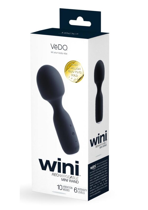 VeDO Wini Silicone Rechargeable Mini Wand Massager - Just Black