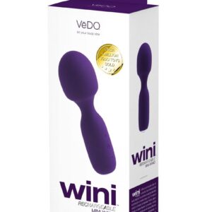 VeDO Wini Silicone Rechargeable Mini Wand Massager - Deep Purple