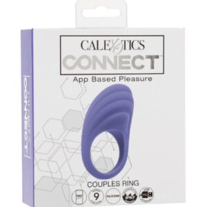 CalExotics Connect App Compatible Rechargeable Silicone Couples Cock Ring with Remote Control - Purple