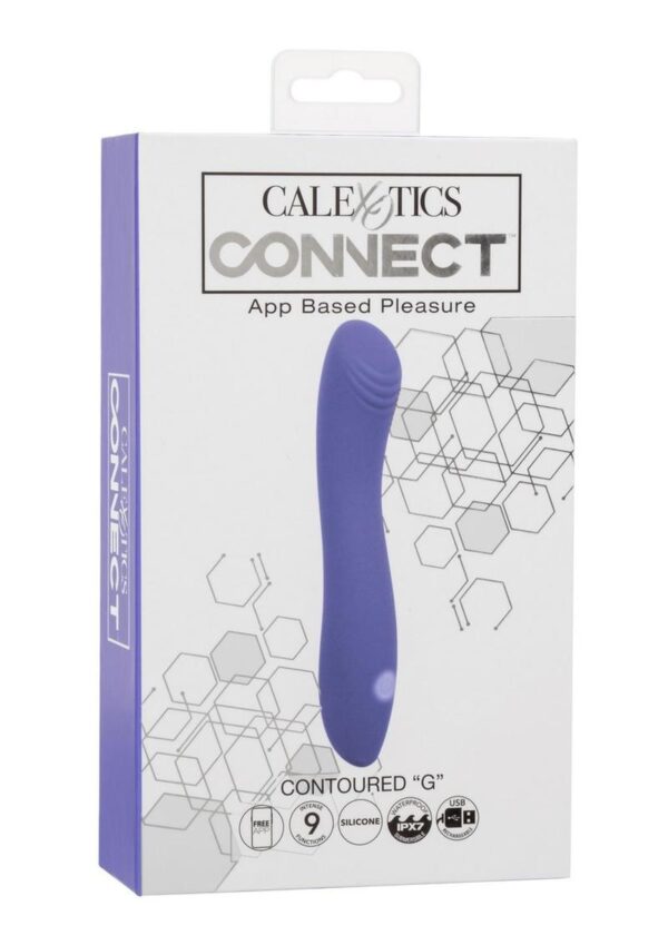 CalExotics Connect Contoured G Rechargeable Silicone App Compatible G-Spot Vibrator with Remote Control - Purple