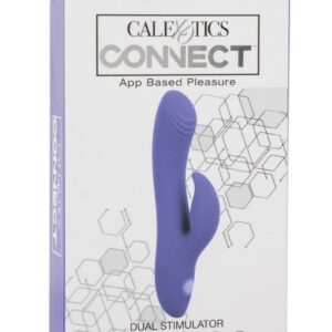 CalExotics Connect App Compatible Dual Stimulator Rechargeable Silicone Dual Vibrator with Remote Control - Purple