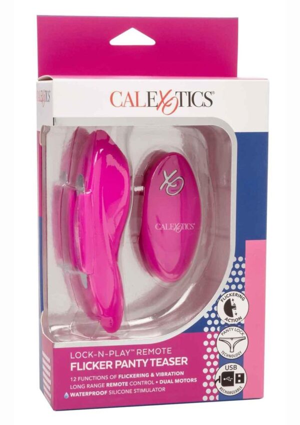Lock-N-Play Flicker Rechargeable Silicone Panty Vibrator with Remote Control - Pink