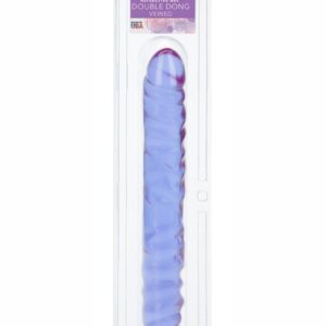 Reflective Gel Veined Double Dildo 12in - Purple