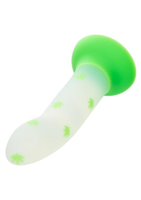 Glow Stick Leaf Silicone Glow in the Dark Dildo with Suction Base - Green - Image 2