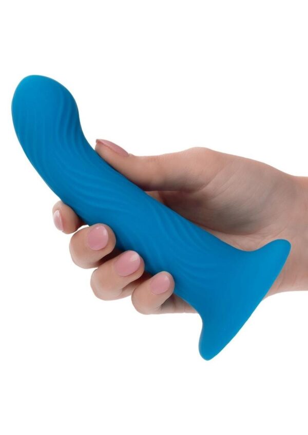 Wave Rider Ripple Silicone Anal Plug - Blue - Image 4