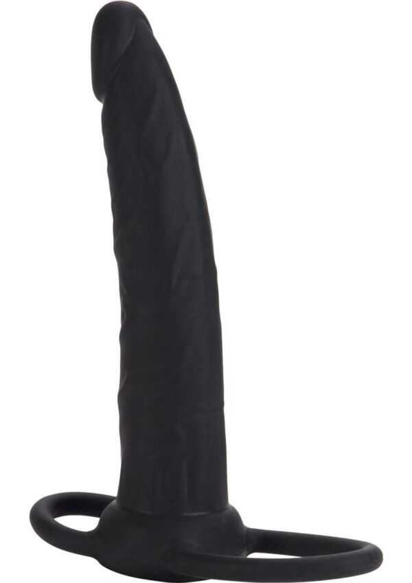 Silicone Double Rider Dildo Cock Ring - Black - Image 2