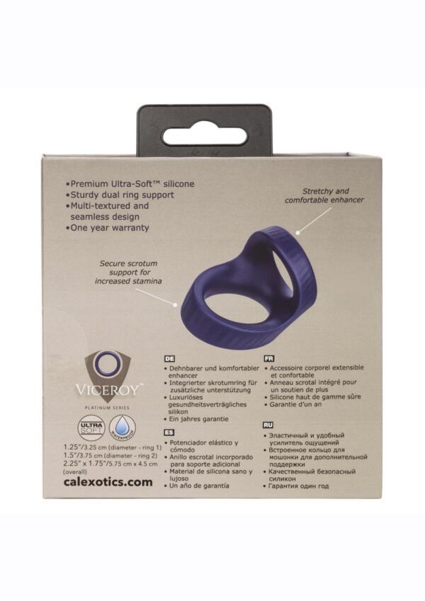 Viceroy Max Dual Ring Silicone Cock Ring - Blue - Image 4