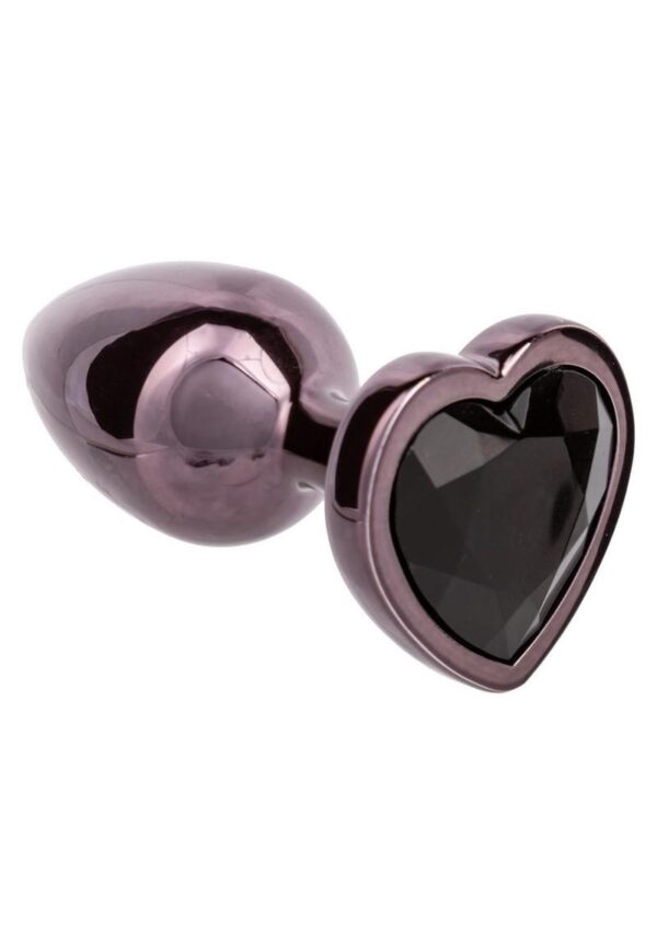 Jewel Black Diamond Heart Anal Plug - Small - Black - Image 3