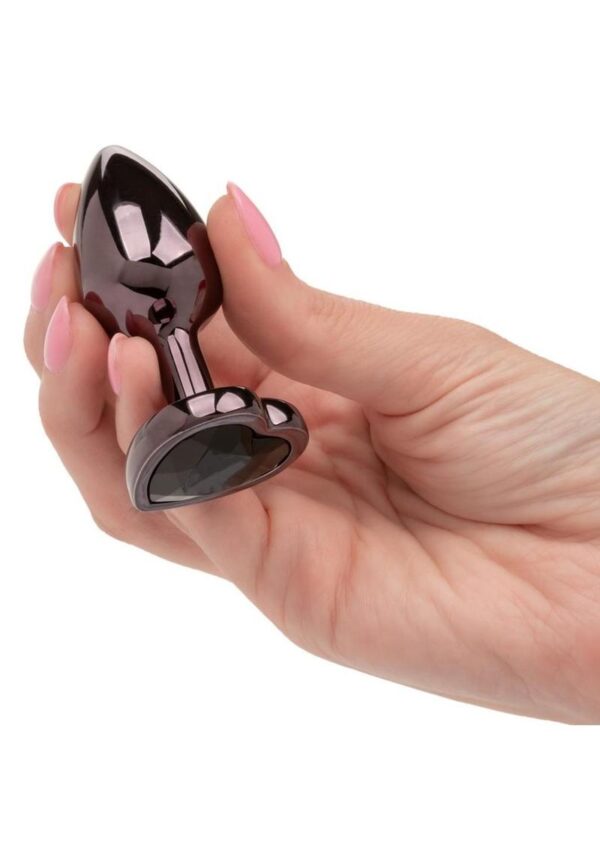 Jewel Black Diamond Heart Anal Plug - Small - Black - Image 4