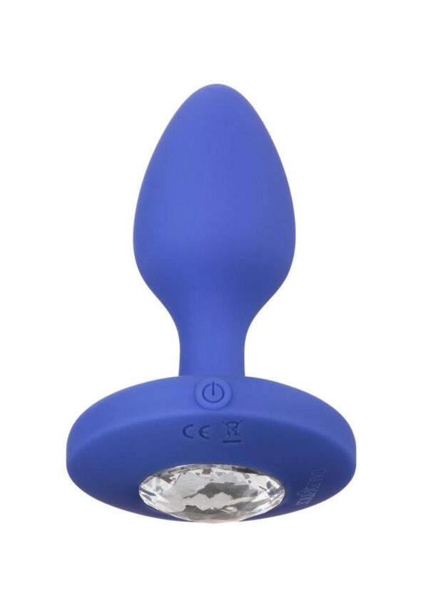 Cheeky Gems Rechargeable Silicone Vibrating Plug - Medium - Blue - Image 2