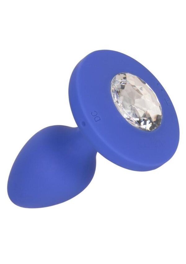 Cheeky Gems Rechargeable Silicone Vibrating Plug - Medium - Blue - Image 3