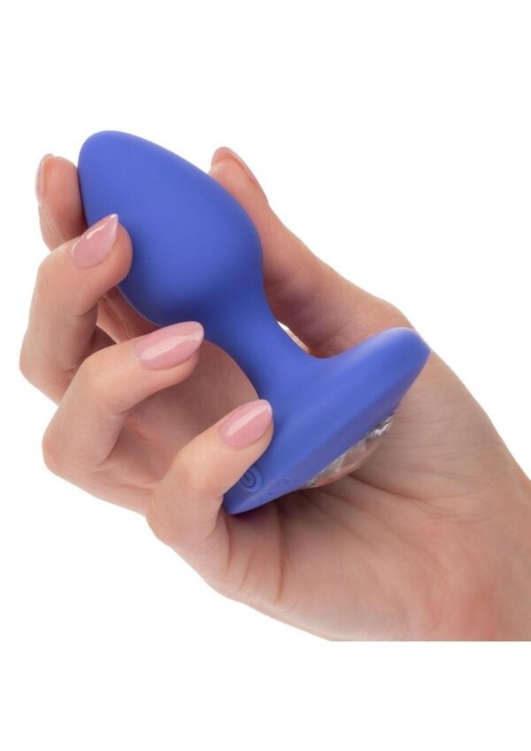 Cheeky Gems Rechargeable Silicone Vibrating Plug - Medium - Blue - Image 4