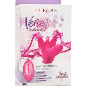 Venus Butterfly Silicone Rechargeable Strap-On with Remote Control - Pink