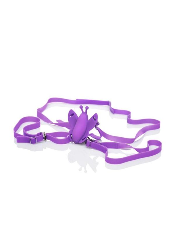 Venus Butterfly Silicone USB Rechargeable Strap-On with Remote Control - Purple - Image 2