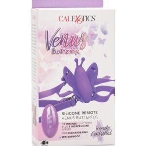 Venus Butterfly Silicone USB Rechargeable Strap-On with Remote Control - Purple