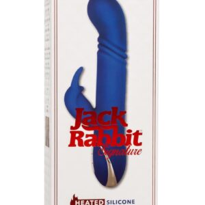 Jack Rabbit Signature Heated Silicone Thrusting G Rabbit Rechargeable Vibrator - Blue