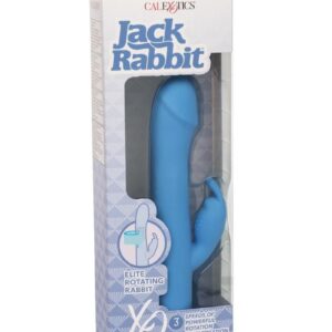 Jack Rabbit Elite Rotating Rabbit Silicone Rechargeable Vibrator - Blue