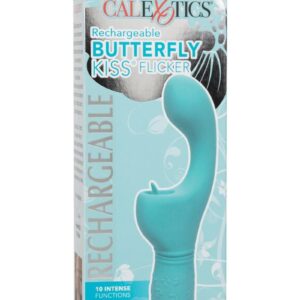 Rechargeable Butterfly Kiss Silicone Clitoral Flicker Vibrator - Blue