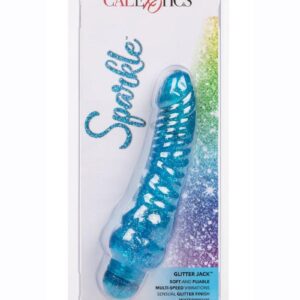 Sparkle Glitter Jack Vibrator Waterproof 5.75in - Blue
